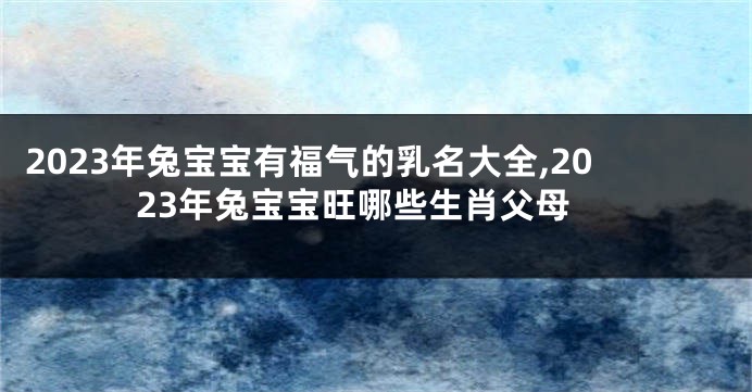 2023年兔宝宝有福气的乳名大全,2023年兔宝宝旺哪些生肖父母