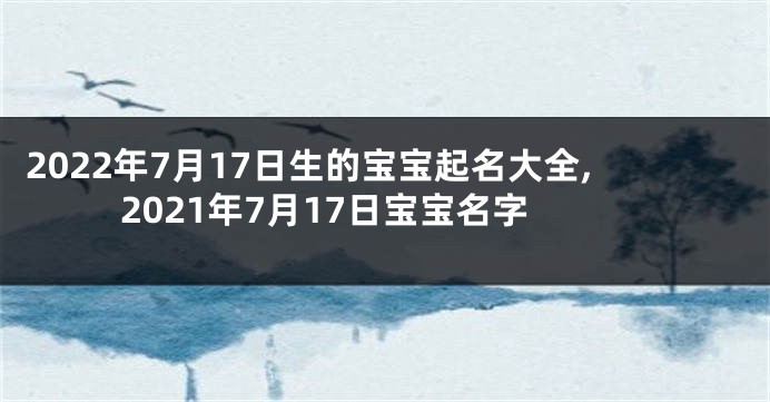 2022年7月17日生的宝宝起名大全,2021年7月17日宝宝名字