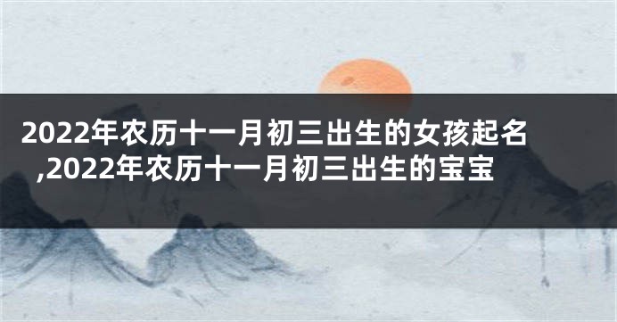 2022年农历十一月初三出生的女孩起名,2022年农历十一月初三出生的宝宝