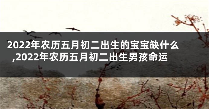 2022年农历五月初二出生的宝宝缺什么,2022年农历五月初二出生男孩命运