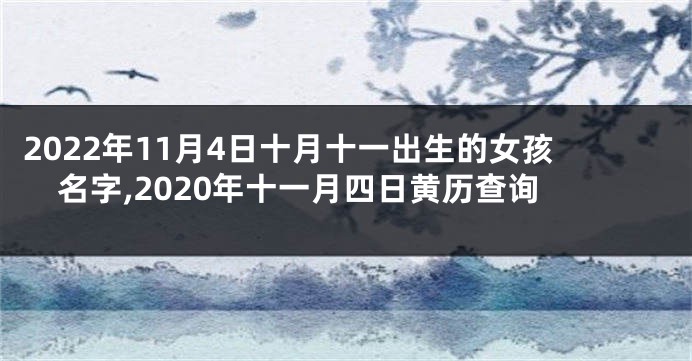 2022年11月4日十月十一出生的女孩名字,2020年十一月四日黄历查询