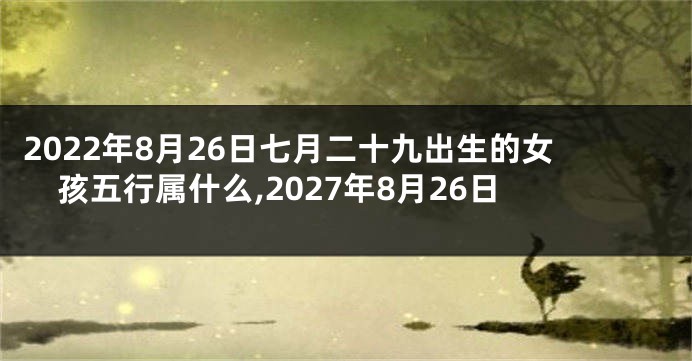 2022年8月26日七月二十九出生的女孩五行属什么,2027年8月26日