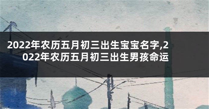 2022年农历五月初三出生宝宝名字,2022年农历五月初三出生男孩命运