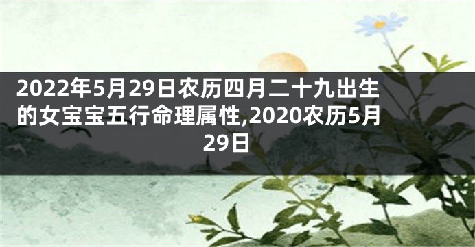 2022年5月29日农历四月二十九出生的女宝宝五行命理属性,2020农历5月29日