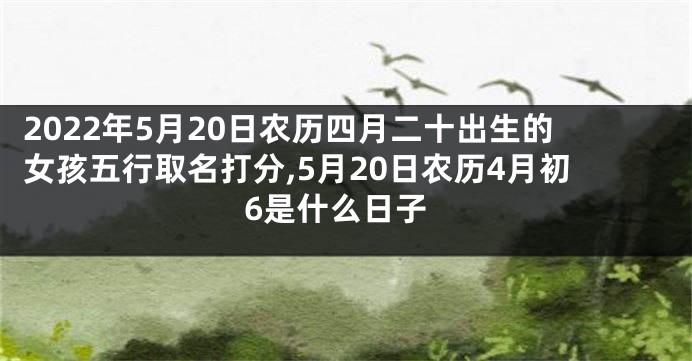 2022年5月20日农历四月二十出生的女孩五行取名打分,5月20日农历4月初6是什么日子