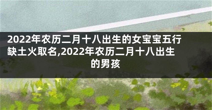 2022年农历二月十八出生的女宝宝五行缺土火取名,2022年农历二月十八出生的男孩