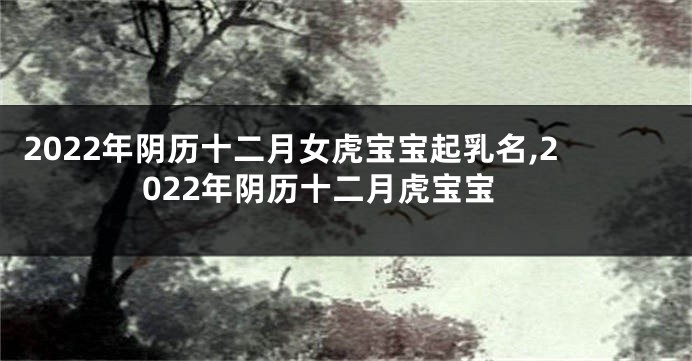 2022年阴历十二月女虎宝宝起乳名,2022年阴历十二月虎宝宝