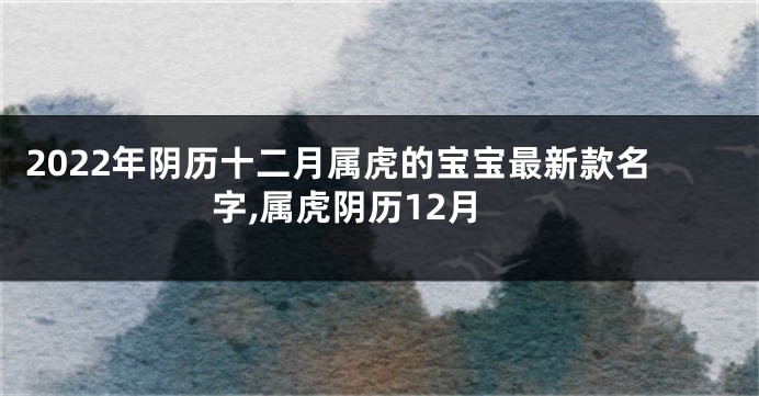 2022年阴历十二月属虎的宝宝最新款名字,属虎阴历12月