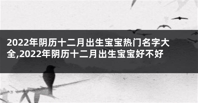 2022年阴历十二月出生宝宝热门名字大全,2022年阴历十二月出生宝宝好不好
