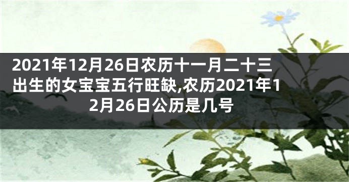 2021年12月26日农历十一月二十三出生的女宝宝五行旺缺,农历2021年12月26日公历是几号