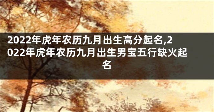2022年虎年农历九月出生高分起名,2022年虎年农历九月出生男宝五行缺火起名