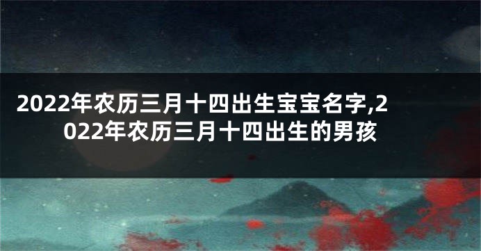 2022年农历三月十四出生宝宝名字,2022年农历三月十四出生的男孩