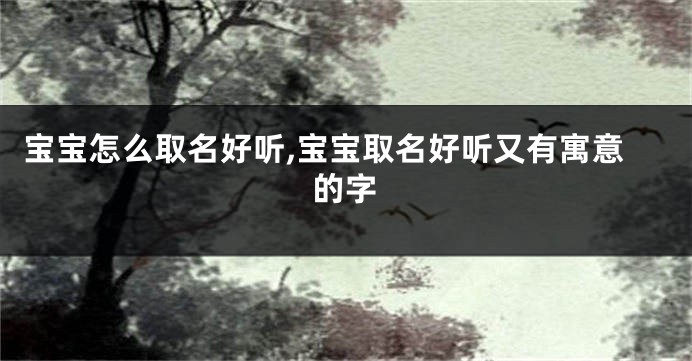 宝宝怎么取名好听,宝宝取名好听又有寓意的字