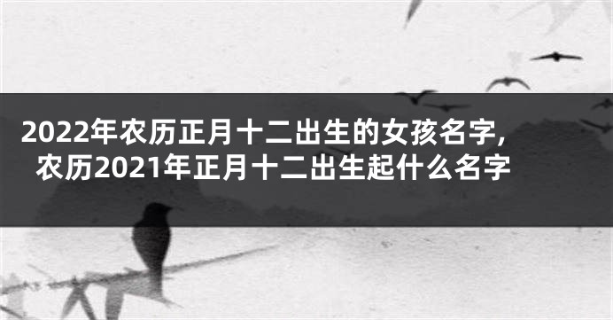 2022年农历正月十二出生的女孩名字,农历2021年正月十二出生起什么名字