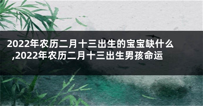 2022年农历二月十三出生的宝宝缺什么,2022年农历二月十三出生男孩命运