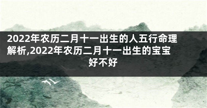 2022年农历二月十一出生的人五行命理解析,2022年农历二月十一出生的宝宝好不好