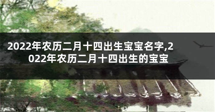 2022年农历二月十四出生宝宝名字,2022年农历二月十四出生的宝宝