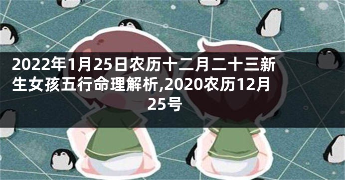 2022年1月25日农历十二月二十三新生女孩五行命理解析,2020农历12月25号