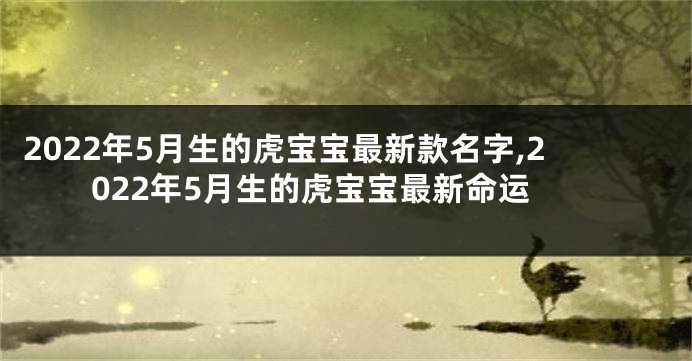 2022年5月生的虎宝宝最新款名字,2022年5月生的虎宝宝最新命运