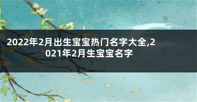 2022年2月出生宝宝热门名字大全,2021年2月生宝宝名字