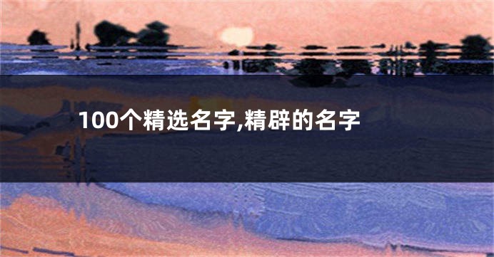 100个精选名字,精辟的名字