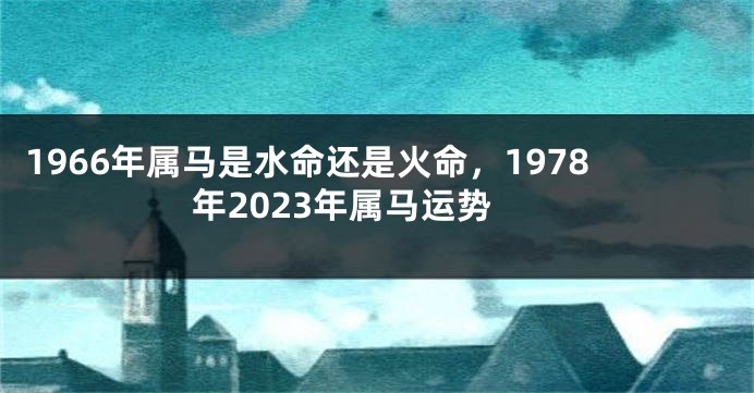 1966年属马是水命还是火命,1978年2023年属马运势