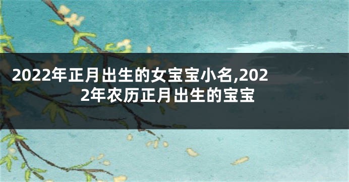 2022年正月出生的女宝宝小名,2022年农历正月出生的宝宝