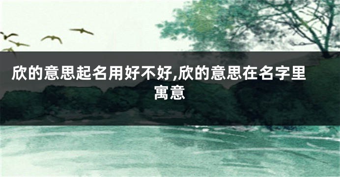 欣的意思起名用好不好,欣的意思在名字里寓意