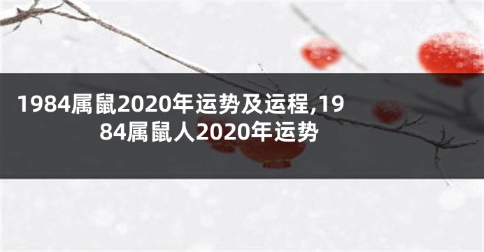 1984属鼠2020年运势及运程,1984属鼠人2020年运势