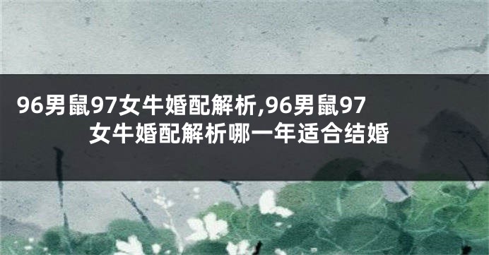 96男鼠97女牛婚配解析,96男鼠97女牛婚配解析哪一年适合结婚