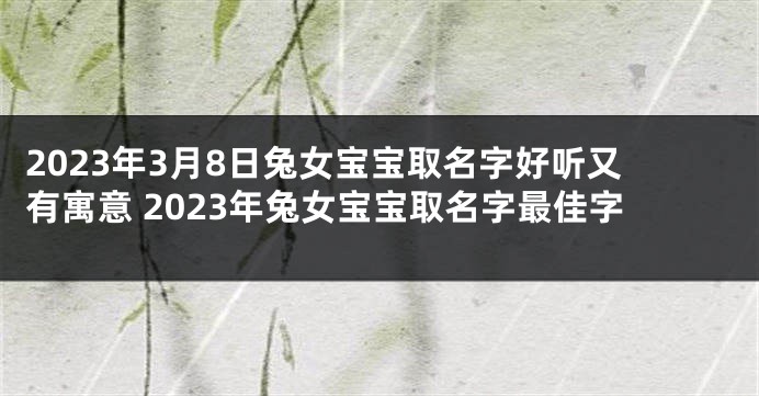 2023年3月8日兔女宝宝取名字好听又有寓意 2023年兔女宝宝取名字最佳字