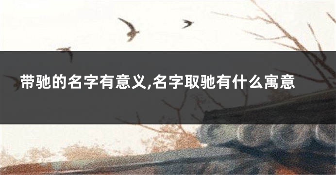 带驰的名字有意义,名字取驰有什么寓意