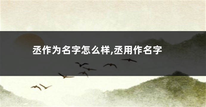 丞作为名字怎么样,丞用作名字
