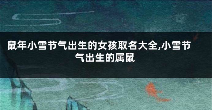 鼠年小雪节气出生的女孩取名大全,小雪节气出生的属鼠