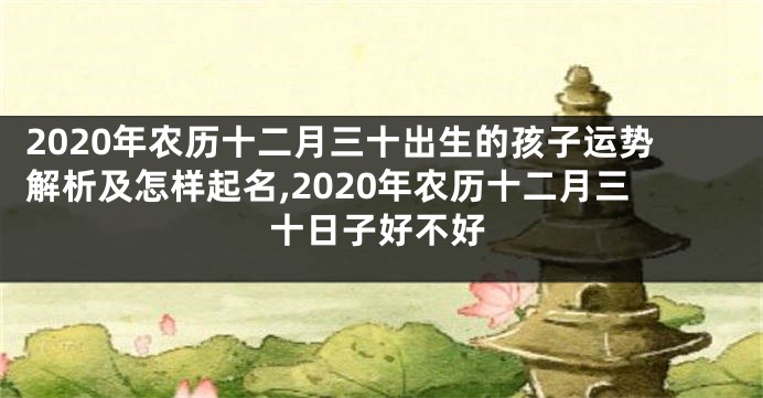2020年农历十二月三十出生的孩子运势解析及怎样起名,2020年农历十二月三十日子好不好