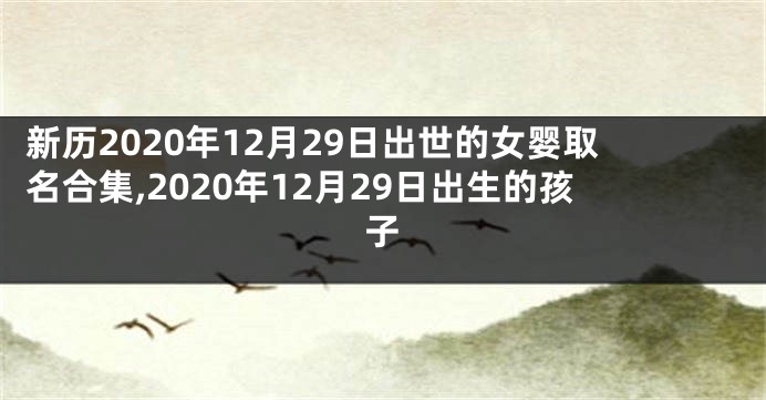 新历2020年12月29日出世的女婴取名合集,2020年12月29日出生的孩子