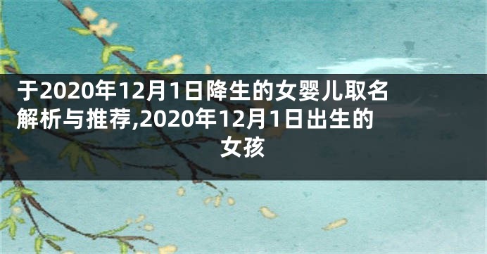 于2020年12月1日降生的女婴儿取名解析与推荐,2020年12月1日出生的女孩