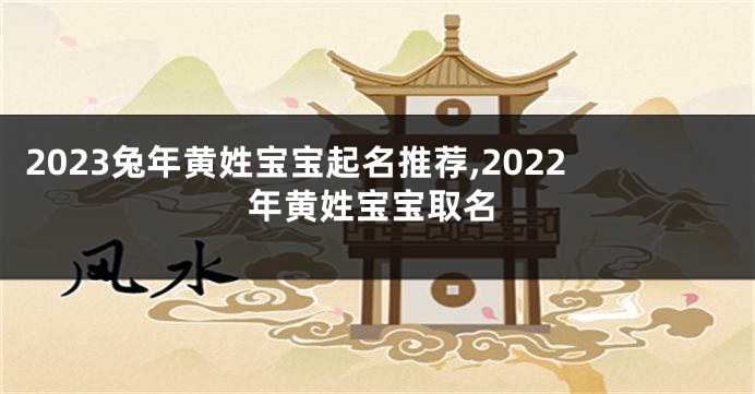 2023兔年黄姓宝宝起名推荐,2022年黄姓宝宝取名