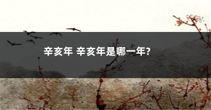 辛亥年 辛亥年是哪一年?