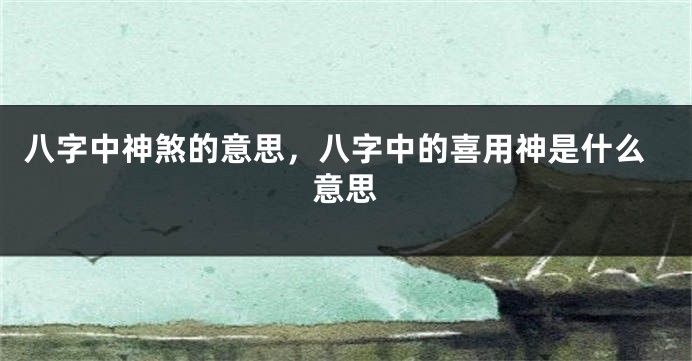 八字中神煞的意思,八字中的喜用神是什么意思