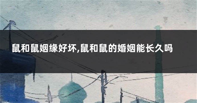 鼠和鼠姻缘好坏,鼠和鼠的婚姻能长久吗