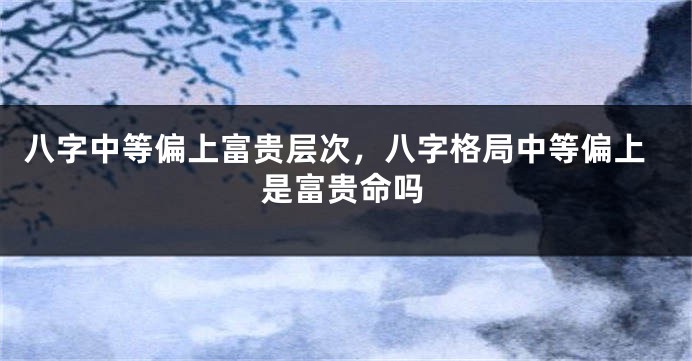 八字中等偏上富贵层次,八字格局中等偏上是富贵命吗