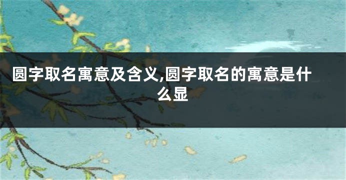 圆字取名寓意及含义,圆字取名的寓意是什么显