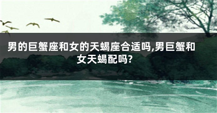 男的巨蟹座和女的天蝎座合适吗,男巨蟹和女天蝎配吗?