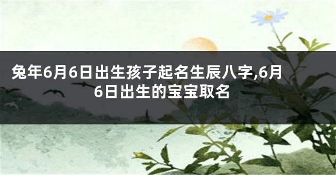 兔年6月6日出生孩子起名生辰八字,6月6日出生的宝宝取名