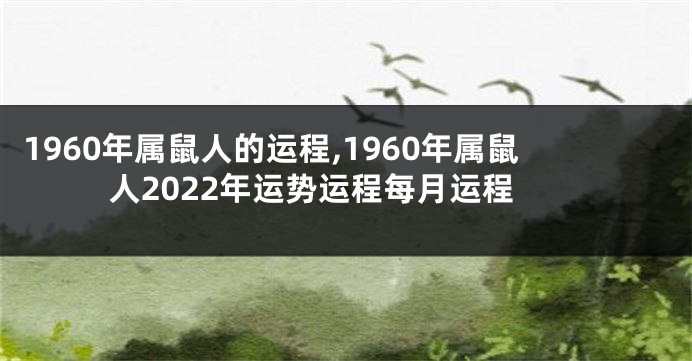 1960年属鼠人的运程,1960年属鼠人2022年运势运程每月运程