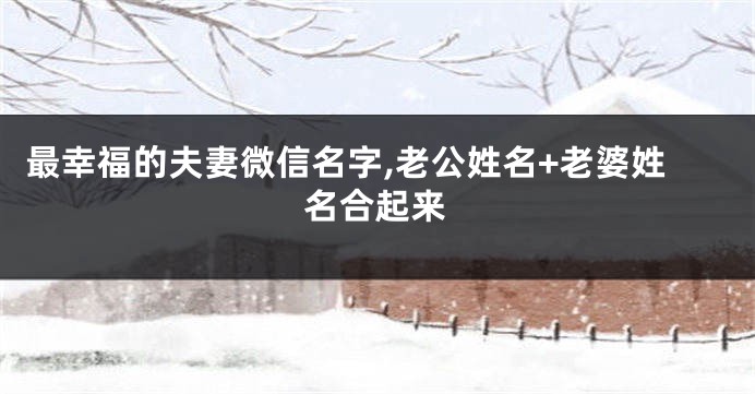最幸福的夫妻微信名字,老公姓名+老婆姓名合起来