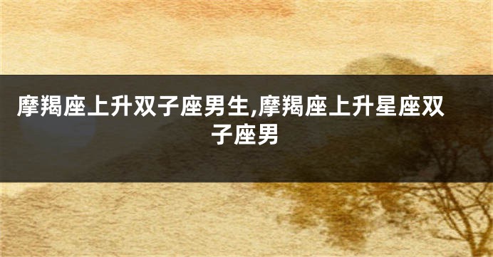 摩羯座上升双子座男生,摩羯座上升星座双子座男