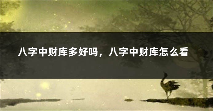 八字中财库多好吗,八字中财库怎么看