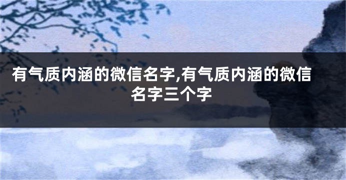 有气质内涵的微信名字,有气质内涵的微信名字三个字